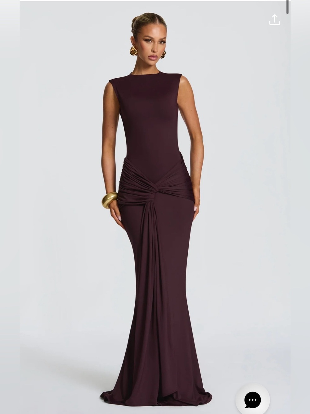 Sleeveless Twist-Front Maxi Dress in Plum